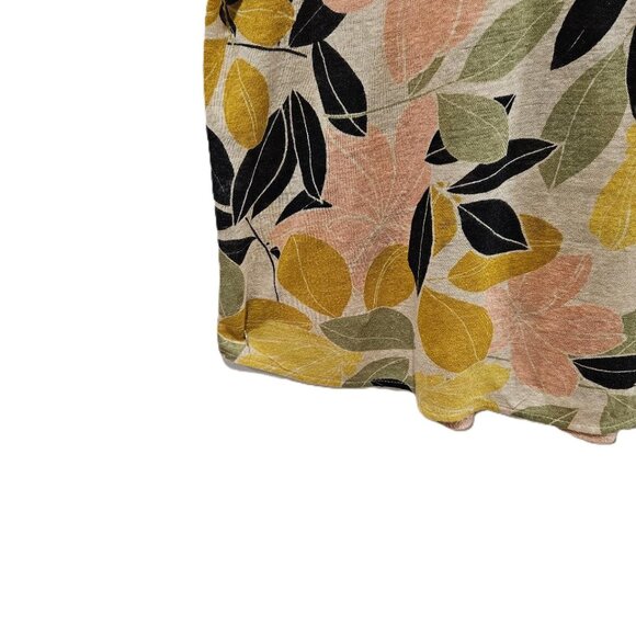 RACHEL ZOE LINEN BLACK GREEN GOLD LEAF PRINT V-NECK DESIGNER TOP  3X  larger fit - Picture 4 of 9